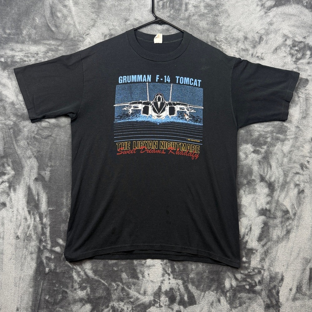 Gulf Coast Sportswear T-Shirt Mens XL Black F-14 Tomcat Libyan Nightmare Reagan